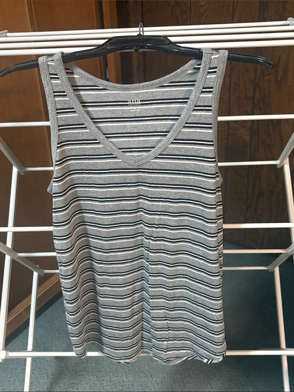 Striped Gray V-Neck Sleeveless Tank Top
